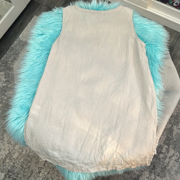 Ellen Tracy MED Tan Linen Sleeveless Top W/Gold Zipper Accent NWOT - Picture 3 of 4